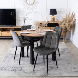 Stół Z Krzesłami Zestaw Rozkładany Okrągły Komplet Do Salon Jadalni Kuchni 2