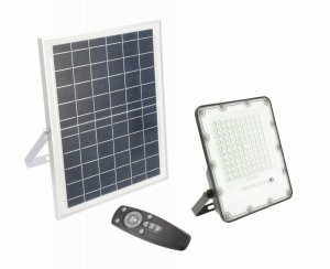 LED floodlight GTV BRAVOS solar rechargeable IP65 100W 6400K 1000lm 120degwith remote control 1