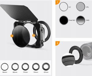 Matte Box Osłona Przeciwsłoneczna Obiektywu 67-95mm Do Aparatu Kamery K&f / Sku.2180v1 6