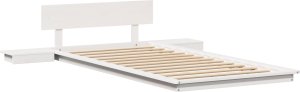vidaXL Rama łóżka z nocnymi stolikami Biała 90x200cm Lite drewno 2