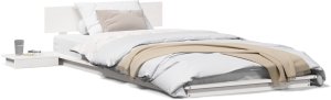 vidaXL Rama łóżka z nocnymi stolikami Biała 90x200cm Lite drewno 3