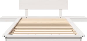 vidaXL Rama łóżka z nocnymi stolikami Biała 90x200cm Lite drewno 4