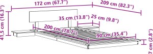 vidaXL Rama łóżka z nocnymi stolikami Biała 90x200cm Lite drewno 7