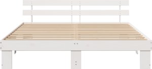 vidaXL Rama łóżka z wezgłowiem Biała 180x200 cm Lite drewno sosnowe 6