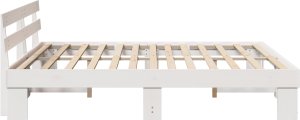 vidaXL Rama łóżka z wezgłowiem Biała 180x200 cm Lite drewno sosnowe 7