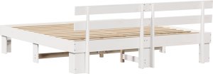 vidaXL Rama łóżka z wezgłowiem Biała 180x200 cm Lite drewno sosnowe 8