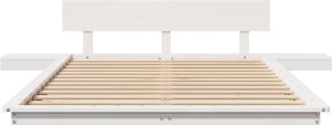 vidaXL Rama Łóżka z Stolikami Nocnymi Biała 140x190cm Lite Drewno 3
