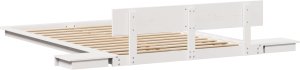 vidaXL Rama Łóżka z Stolikami Nocnymi Biała 140x190cm Lite Drewno 4
