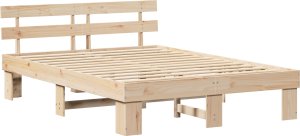 vidaXL Rama Łóżka z Oparciem 150x200 cm z Litego Drewna Sosnowego 2