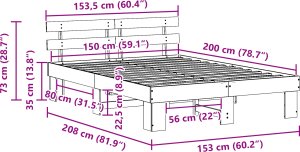 vidaXL Rama Łóżka z Oparciem 150x200 cm z Litego Drewna Sosnowego 8