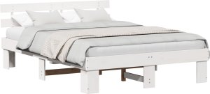 vidaXL Rama łóżka Biała 150x200 cm Lite drewno sosnowe 2