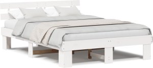 vidaXL Rama łóżka Biała 150x200 cm Lite drewno sosnowe 3