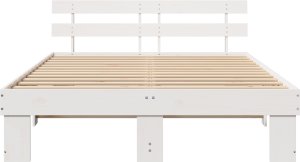 vidaXL Rama łóżka Biała 150x200 cm Lite drewno sosnowe 5