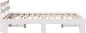 vidaXL Rama łóżka Biała 150x200 cm Lite drewno sosnowe 6