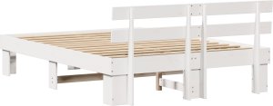 vidaXL Rama łóżka Biała 150x200 cm Lite drewno sosnowe 7
