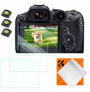 3x Zestaw Osłona Szkło 9H na Ekran i 3x Osłona na Zimną Stopkę do Canon EOS R6 II, R6, R7 / K&F Concept / SKU.2202 3