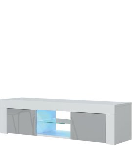 Szafka RTV Loom 130cm ONE FURNITURE - Biały Laminat & Szare Drzwi 4