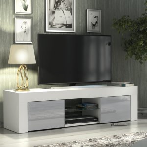 Szafka RTV Loom 130cm ONE FURNITURE - Biały Laminat & Szare Drzwi 5