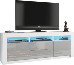 Szafka RTV Shine 160cm ONE FURNITURE - Biały Laminat & Szary 5