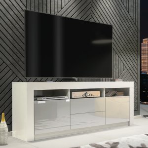 Szafka RTV Shine 160cm ONE FURNITURE - Biały Laminat & Szary 6