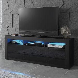 One Furniture Szafka RTV Shine 160cm ONE FURNITURE - Czarny Laminat & Połysk 3
