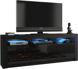 One Furniture Szafka RTV Shine 160cm ONE FURNITURE - Czarny Laminat & Połysk 5