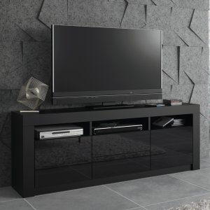 One Furniture Szafka RTV Shine 160cm ONE FURNITURE - Czarny Laminat & Połysk 6