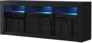 One Furniture Szafka RTV Shine 160cm ONE FURNITURE - Czarny Laminat & Połysk 8