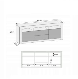 One Furniture Szafka RTV Shine 160cm ONE FURNITURE - Czarny Laminat & Połysk 9