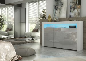 Komoda Aether 155cm RTV ONE FURNITURE - Biały Laminat & Szare Drzwi 2