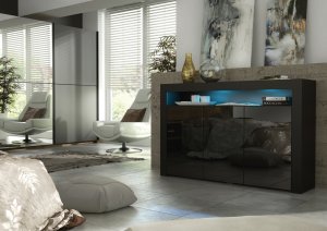 Komoda Aether 155cm RTV ONE FURNITURE - Czarny Laminat & Połysk 2