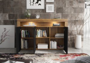 Komoda Aether 155cm RTV ONE FURNITURE - Laminat Dębowy & Czarny 8
