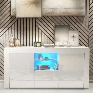 Komoda Aurora 145cm RTV ONE FURNITURE - Biały Laminat & Połysk 4