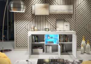 Komoda Aurora 145cm RTV ONE FURNITURE - Biały Laminat & Połysk 7