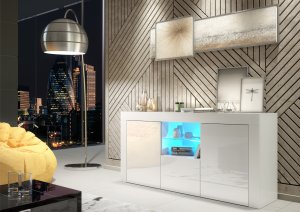 Komoda Aurora 145cm RTV ONE FURNITURE - Biały Laminat & Połysk 8