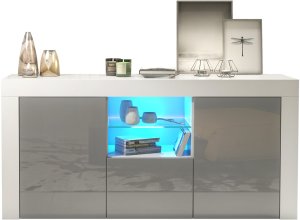 Komoda Aurora 145cm RTV ONE FURNITURE - Biały Laminat & Szare Drzwi 2