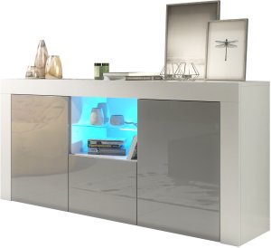 Komoda Aurora 145cm RTV ONE FURNITURE - Biały Laminat & Szare Drzwi 3