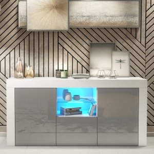 Komoda Aurora 145cm RTV ONE FURNITURE - Biały Laminat & Szare Drzwi 4