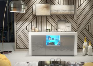 Komoda Aurora 145cm RTV ONE FURNITURE - Biały Laminat & Szare Drzwi 5