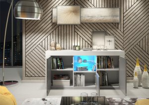 Komoda Aurora 145cm RTV ONE FURNITURE - Biały Laminat & Szare Drzwi 6