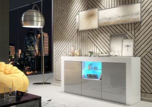 Komoda Aurora 145cm RTV ONE FURNITURE - Biały Laminat & Szare Drzwi 7