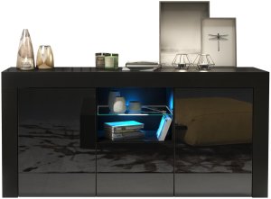 Komoda Aurora 145cm RTV ONE FURNITURE - Czarny Laminat & Połysk 2