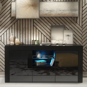 Komoda Aurora 145cm RTV ONE FURNITURE - Czarny Laminat & Połysk 3