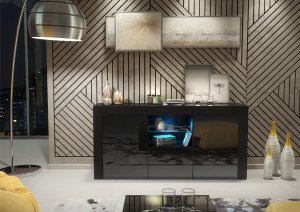 Komoda Aurora 145cm RTV ONE FURNITURE - Czarny Laminat & Połysk 5