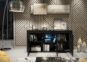 Komoda Aurora 145cm RTV ONE FURNITURE - Czarny Laminat & Połysk 6