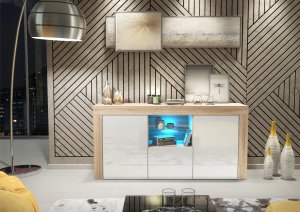 Komoda Aurora 145cm RTV ONE FURNITURE - Laminat Dębowy & Biały 5