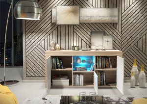 Komoda Aurora 145cm RTV ONE FURNITURE - Laminat Dębowy & Biały 6