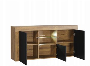 Komoda Aurora 145cm RTV ONE FURNITURE - Laminat Dębowy & Czarny 12
