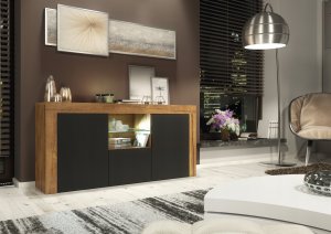 Komoda Aurora 145cm RTV ONE FURNITURE - Laminat Dębowy & Czarny 2