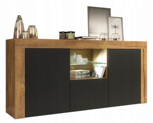 Komoda Aurora 145cm RTV ONE FURNITURE - Laminat Dębowy & Czarny 3
